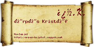 Árpás Kristóf névjegykártya